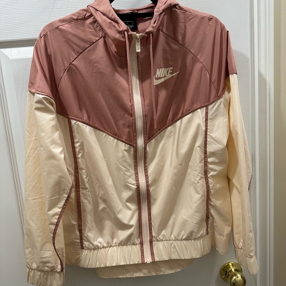 Nike Pink and Cream Bomber Jacket with Hood
